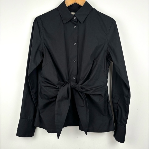 Grammar Tops - Grammar NYC The Conjunction Shirt Button Down Black Tie Front Women’s 10